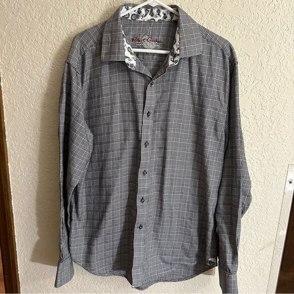 Robert Graham Black and White Plaid Houndstooth Button Down Shirt 2X - Picture 4 of 11